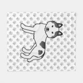 黒白シベリアンハスキー漫画犬と足 フリースブランケット (正面(横))