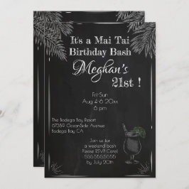 黒白シャルボード21歳の誕生日マイタイ 招待状