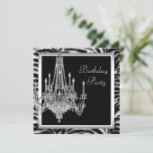 黒白シャンデリア ゼブラ バースデーパーティー 招待状 (スタンド正面)