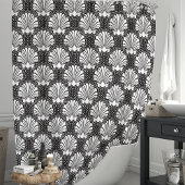 黒白シーシェル海岸 シャワーカーテン