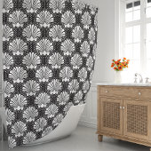 黒白シーシェル海岸 シャワーカーテン