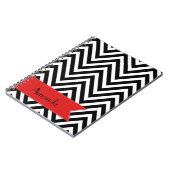 黒白ジグザグパターンお名前 ノートブック (左側)