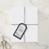 黒白ジンガム/つるギフトラベルテンプレート1 ギフトタグ (より糸付き)