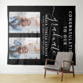 黒白スクリプトカリグラフィー2写真卒業 タペストリー (インサイチュ(横))