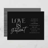 黒白スクリプトラブウェディング  日程変更 案内状 (正面/裏面)