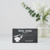 黒白スタイリッシュチョークボードパーソナルシェフ 名刺 (スタンド正面)