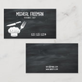 黒白スタイリッシュチョークボードパーソナルシェフ 名刺 (正面/裏面)