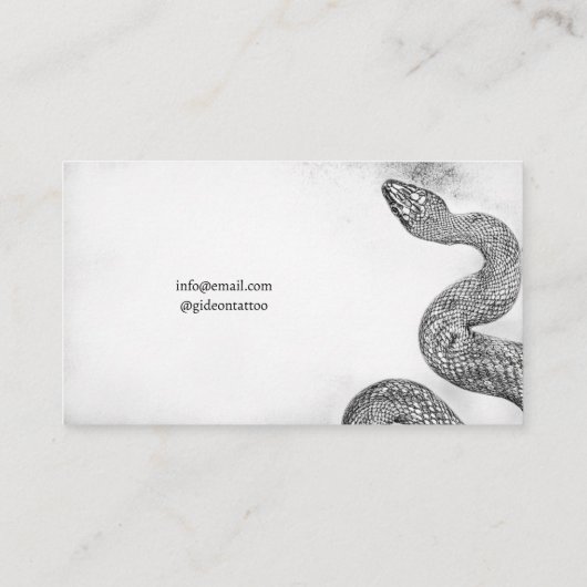 黒白スタイリッシュ蛇タトゥーアーティスト 名刺 (裏面)