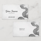 黒白スタイリッシュ蛇タトゥーアーティスト 名刺 (正面/裏面)
