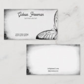 黒白スタイリッシュ蝶タトゥーアーティスト 名刺 (正面/裏面)