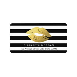 黒白ストライプのゴールドリップス ラベル