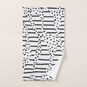 黒白ストライプの斑点と2 バスタオルセット (ハンドタオル)