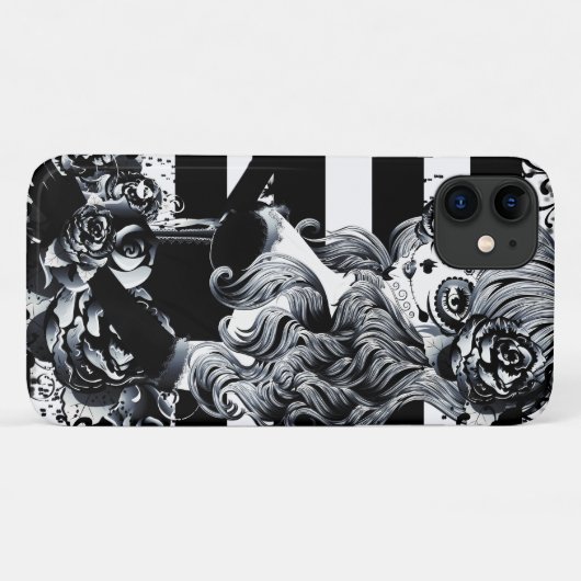 黒白ストライプの死んだ砂糖スカル Case-Mate iPhoneケース (裏面(横))