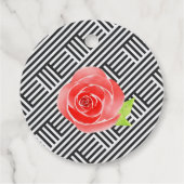 黒白ストライプの赤いバラ ケンタッキー ダービーパーティー フェイバータグ (裏面)