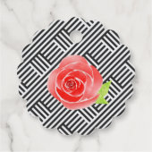 黒白ストライプの赤いバラ ケンタッキー ダービーパーティー フェイバータグ (裏面)