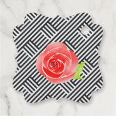 黒白ストライプの赤いバラ ダービーパーティー フェイバータグ (裏面)