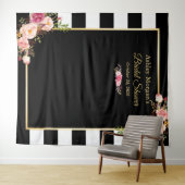 黒白ストライプ 花嫁のシャワー背景 タペストリー (インサイチュ(横))