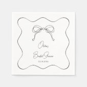 黒白タイイング・ザ・ノット・ブライダルシャワー スタンダードカクテルナプキン (正面)