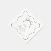 黒白タイイング・ザ・ノット・ブライダルシャワー スタンダードカクテルナプキン (角)