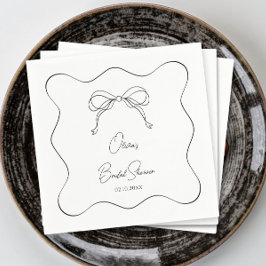 黒白タイイング・ザ・ノット・ブライダルシャワー スタンダードカクテルナプキン