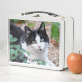 黒白タキシード猫のカスタム写真 メタルランチボックス (インサイチュ)