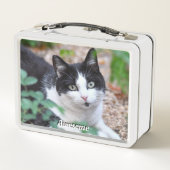 黒白タキシード猫のカスタム写真 メタルランチボックス (裏面)