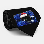黒白タキシード猫のクリスマスハットティンセル ネクタイ (ロール)