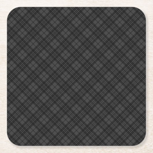 黒白タータン柄の冬のクリスマスパターン スクエアペーパーコースター (正面)