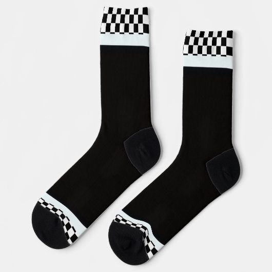 黒白チェックトリム 黒 ソックス (左)