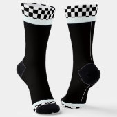黒白チェックトリム 黒 ソックス (傾斜あり)
