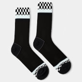 黒白チェックトリム 黒 ソックス (右)