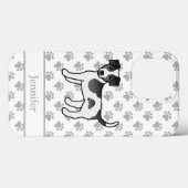 黒白デンマークスウェーデンファームドッグ + 名前 Case-Mate iPhoneケース (裏面 (横))