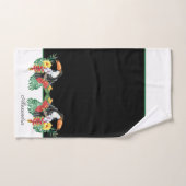 黒白トゥーカン熱帯モノグラム名B バスタオルセット (ハンドタオル)