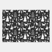 黒白トナカイの森モダン林 ラッピングペーパーシート (正面3)