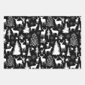 黒白トナカイの森モダン林 ラッピングペーパーシート (正面2)