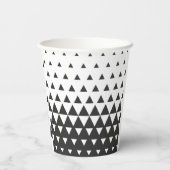黒白トライアングルパターン 幾何学的な形 紙コップ (裏面)