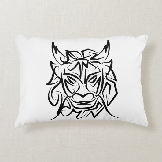 黒白トライバルドラゴン アクセントクッション (正面)