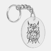 黒白トライバルドラゴン キーホルダー (正面左)