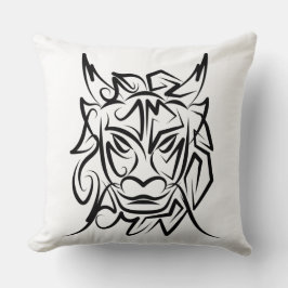 黒白トライバルドラゴン クッション