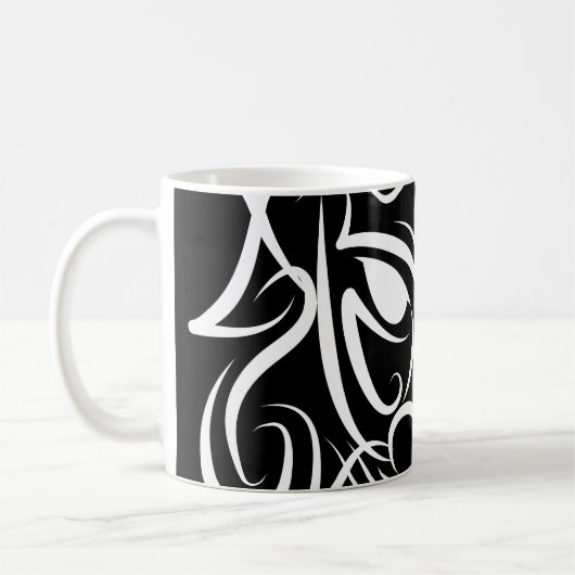 黒白トライバルドラゴン コーヒーマグカップ (左)