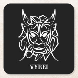 黒白トライバルドラゴン スクエアペーパーコースター