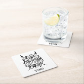 黒白トライバルドラゴン スクエアペーパーコースター (インサイチュ)