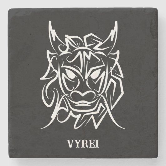 黒白トライバルドラゴン ストーンコースター (正面)