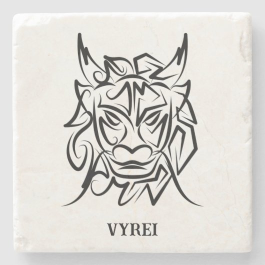 黒白トライバルドラゴン ストーンコースター (正面)