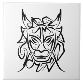 黒白トライバルドラゴン タイル