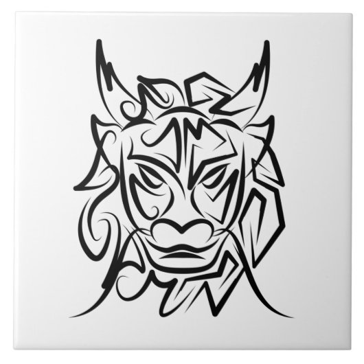 黒白トライバルドラゴン タイル (正面)