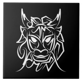 黒白トライバルドラゴン タイル