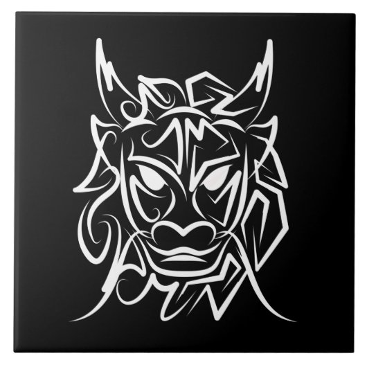 黒白トライバルドラゴン タイル (正面)