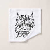 黒白トライバルドラゴン バスタオルセット (ウォッシュタオル)