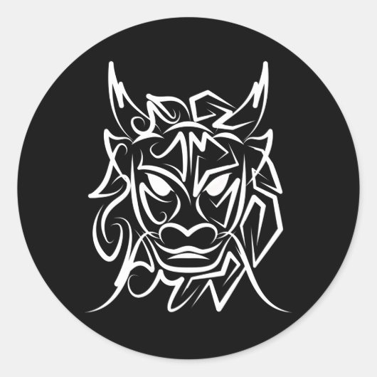 黒白トライバルドラゴン ラウンドシール (正面)